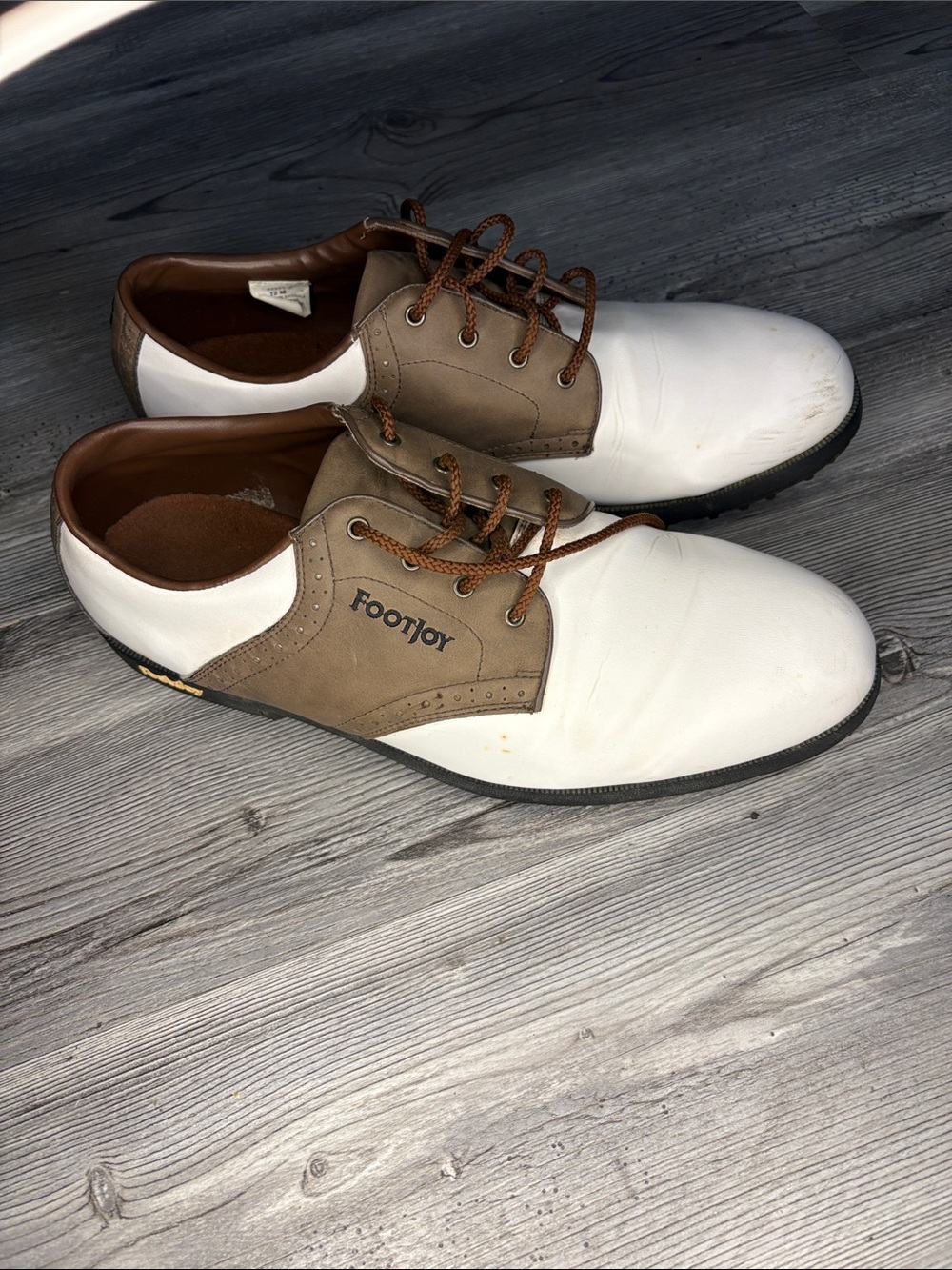FootJoy Two-Tone White and Brown Golf Oxfords